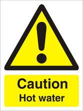 SECO Warning Safety Sign Caution Hot Water Self Adhesive Vinyl 50 x 75mm (Pack 5) - W0189SAV50X75 P5